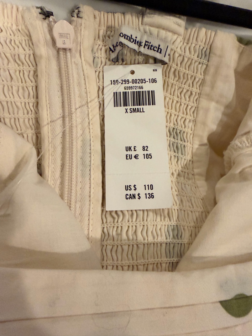 Abercrombie & Fitch Cream Midi Dress with Green Polka Dots - Picture 5 of 6